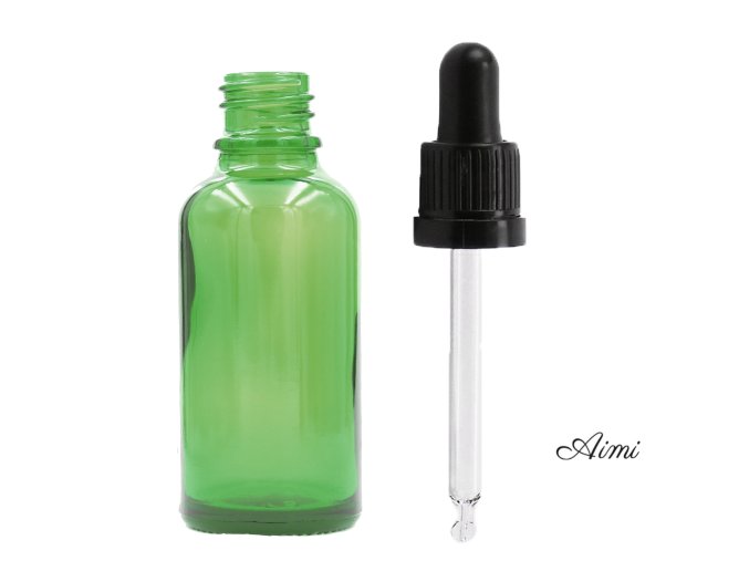 50ml Zelená Sklenená Fľaška s Kvapkadlom s Čiernou T/E Pipetou (Varianta 50ml Zelená Sklenená Fľaška s Kvapkadlom s Čiernou T/E Pipetou)