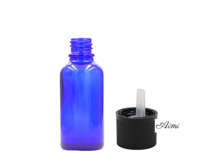 15ml Modrá Sklenená Fľaška s Uzáverom s Detskou Poistkou (Varianta 15ml Modrá Sklenená Fľaška s Uzáverom s Detskou Poistkou)