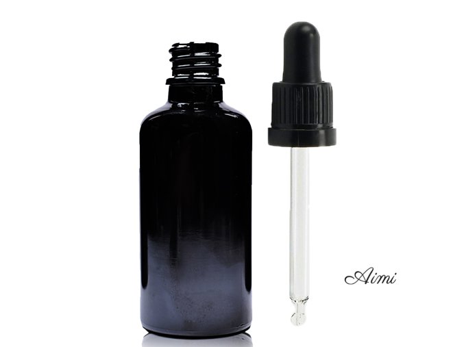 50ml Čierna Sklenená Fľaška s Kvapkadlom s Čiernou T/E Pipetou (Varianta 50ml Čierna Sklenená Fľaška s Kvapkadlom s Čiernou T/E Pipetou)
