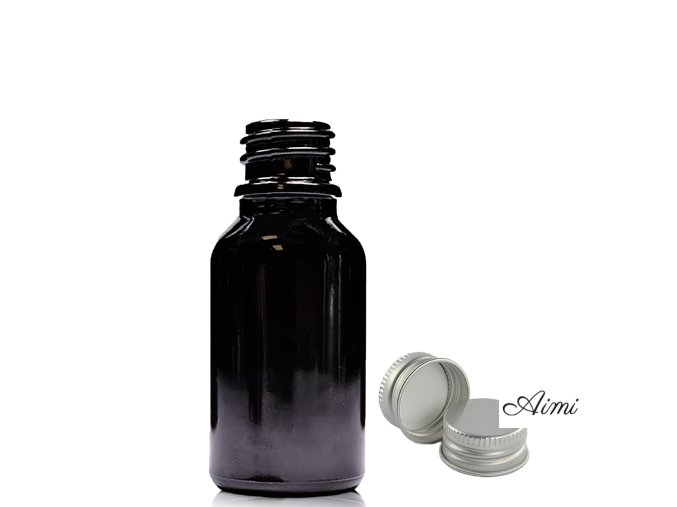 15ml Čierna Sklenená Fľaška s Hliníkovým Uzáverom (Varianta 15ml Čierna Sklenená Fľaška s Hliníkovým Uzáverom)