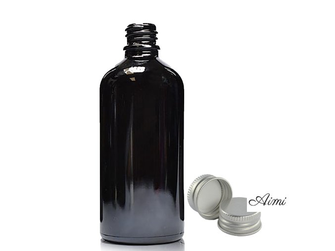 100ml Čierna Sklenená Fľaška s Hliníkovým Uzáverom (Varianta 100ml Čierna Sklenená Fľaška s Hliníkovým Uzáverom)
