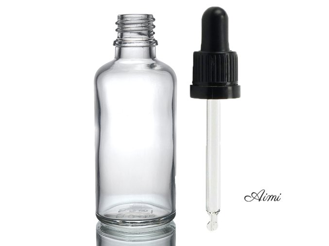 50ml Číra Sklenená Fľaška s Kvapkadlom s Čiernou T/E Pipetou (Varianta 50ml Číra Sklenená Fľaška s Kvapkadlom s Čiernou T/E Pipetou)