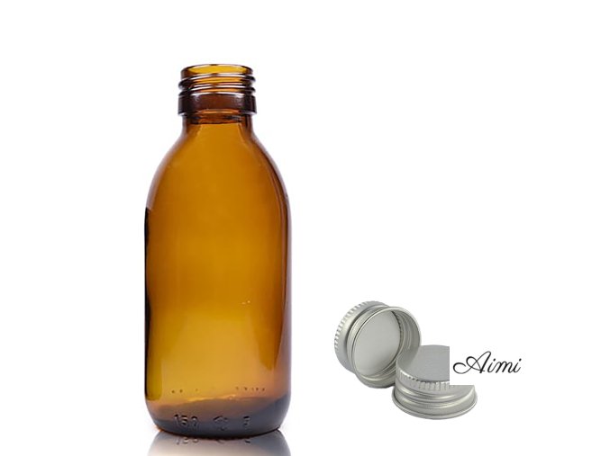 150ml Jantárová Sklenená Fľaša s Hliníkovým Uzáverom (Varianta 150ml Jantárová Sklenená Fľaša s  Hliníkovým Uzáverom)