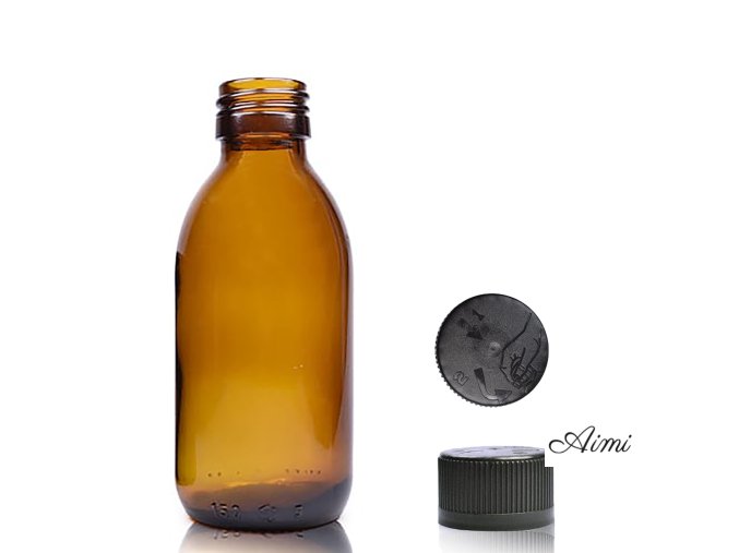 150ml Fľaška z Jantárového Skla s Uzáverom (Varianta 150ml Fľaška z Jantárového Skla s Uzáverom)