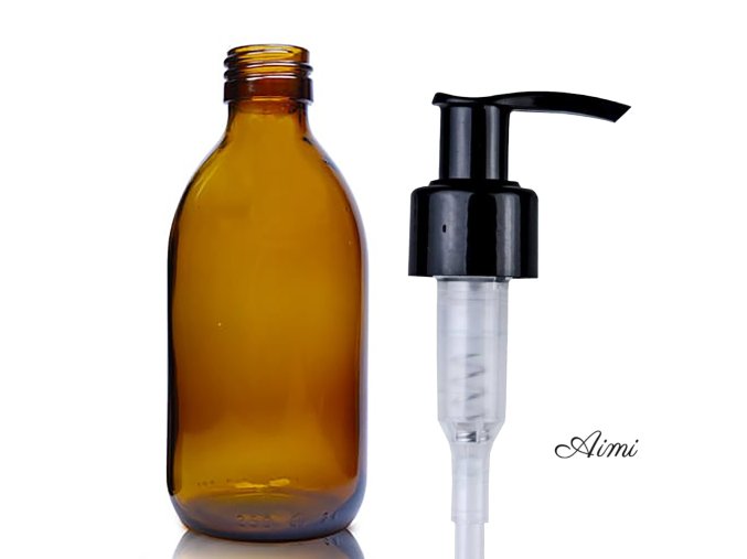 250ml Fľaška z Jantárového Skla s Pumpičkou (Varianta 250ml Fľaška z Jantárového Skla s Pumpičkou)