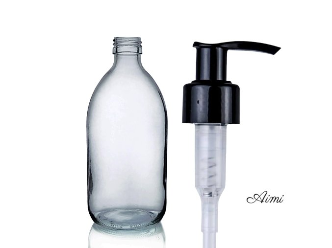 250 ml Fľaštička zo Sivého skla s Pumpičkou (Varianta 250 ml Fľaštička zo Sivého skla s Pumpičkou)