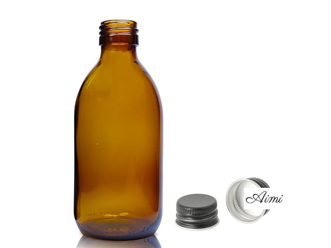 250ml Fľaška z Jantárového Skla s Hliníkovým Čiernym Uzáverom (Varianta 250ml Fľaška z Jantárového Skla s Hliníkovým Čiernym Uzáverom)