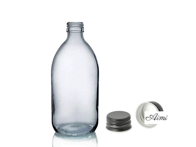 250 ml Lieková Fľaška z Dymového Sivého Skla s Hliníkovým Čiernym Uzáverom (Varianta 250 ml Lieková Fľaška z Dymového Sivého Skla s Hliníkovým Čiernym Uzáverom)