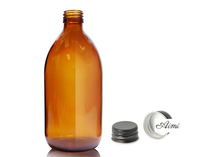 500ml Fľaška z Jantárového Skla s Hliníkovým Čiernym Uzáverom (Varianta 500ml Fľaška z Jantárového Skla s Hliníkovým Čiernym Uzáverom)