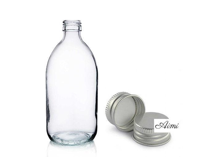 300ml Lieková Fľaška z Číreho Skla s Hliníkovým Uzáverom (Varianta 300ml Lieková Fľaška z Číreho Skla s Hliníkovým Uzáverom)