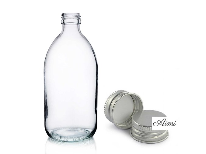 500ml Lieková Fľaška z Číreho Skla s Hliníkovým Uzáverom (Varianta 500ml Lieková Fľaška z Číreho Skla s Hliníkovým Uzáverom)
