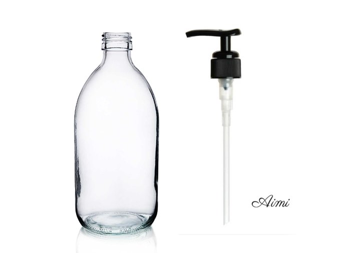 300ml CLieková Fľaška z Číreho Skla s Čiernou Plastovou Pumpičkou (Varianta 300ml CLieková Fľaška z Číreho Skla s Čiernou Plastovou Pumpičkou)