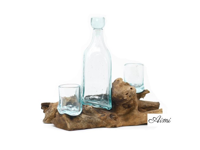 Roztavené Sklo na Dreve - Whiskey Set