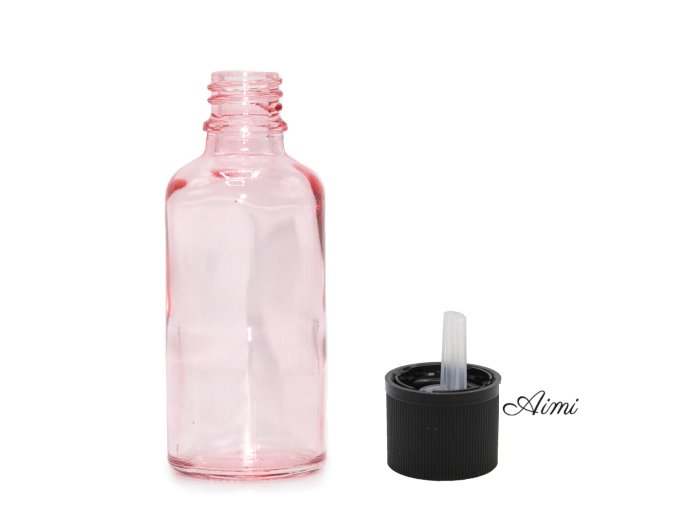 50ml Ružová Sklenená Fľaška s Uzáverom s Detskou Poistkou (Varianta 50ml Ružová Sklenená Fľaška s Uzáverom s Detskou Poistkou)