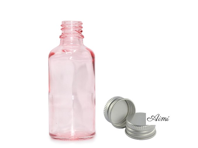 50ml Ružová Sklenená Fľaška s Hliníkovým Uzáverom (Varianta 50ml Ružová Sklenená Fľaška  s Hliníkovým Uzáverom)