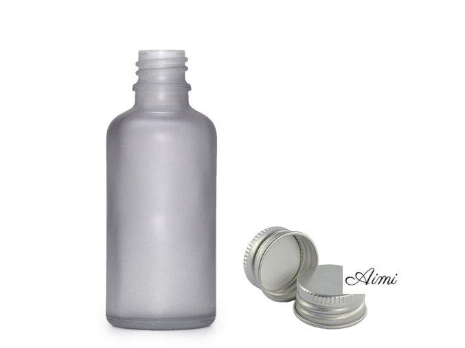 50ml Fľaška z Matného Šedého Skla s Hliníkovým Uzáverom (Varianta 50ml Fľaška z Matného Šedého Skla s Hliníkovým Uzáverom)