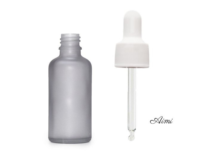 30ml Fľaška z Matného Šedého Skla s Bielou Pipetou (Varianta 30ml Fľaška z Matného Šedého Skla  s Bielou Pipetou)