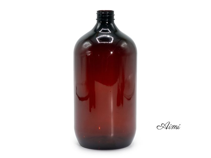 1000 ml Jantárová Plastová Fľaša Boston - Bez Uzáveru