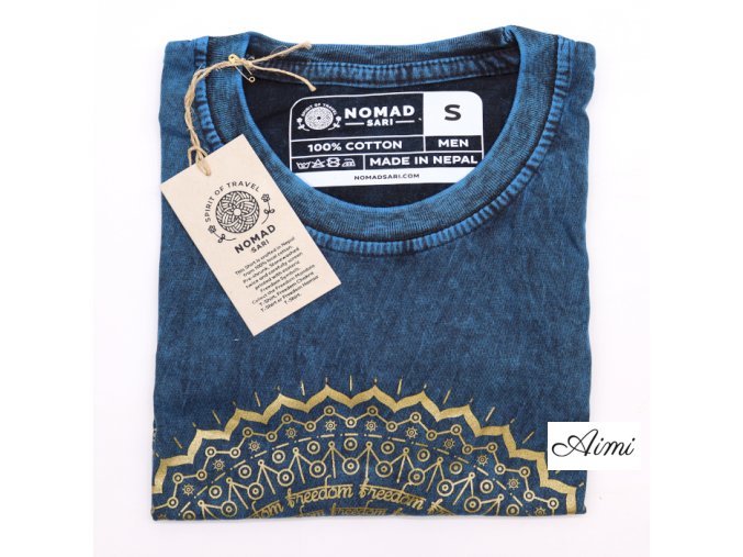Stone Wash Tričko (S) - Mandala - Modré (Varianta Mandala - Modré)