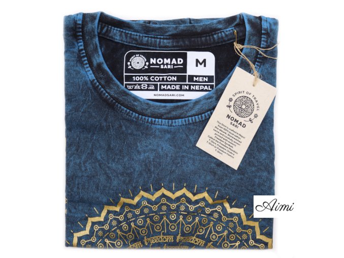 Stone Wash Tričko (M) - Mandala - Modré (Varianta Mandala - Modré)