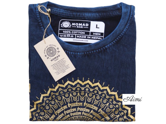 Stone Wash Tričko (L) - Mandala - Modré (Varianta Mandala - Modré)