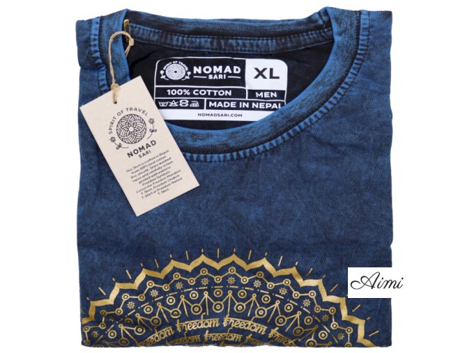 Stone Wash Tričko (XL) - Mandala - Modré (Varianta Mandala - Modré)