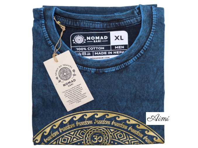Stone Wash Tričko (XL) - Čakra - Modré (Varianta Čakra - Modré)