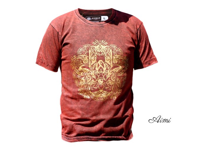 Stone Wash Tričko (L) - Hamsa - Gaštanovo Hnedé (Varianta Hamsa - Gaštanovo Hnedé)