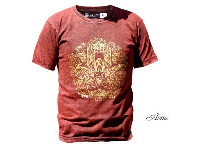 Stone Wash Tričko (XL) - Hamsa - Gaštanovo Hnedé (Varianta Hamsa - Gaštanovo Hnedé)