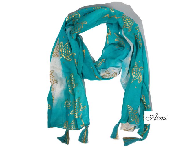 Nomad Sari - Letná Šatka - 180x50cm - Korytnačka - Tyrkysová (Varianta Letná Šatka -  180x50cm)