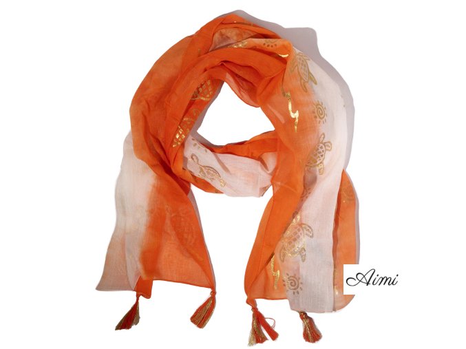 Nomad Sari - Letná Šatka - 180x50cm - Korytnačka - Koralová (Varianta Letná Šatka -  180x50cm)