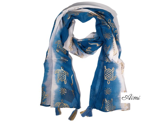 Nomad Sari - Letná Šatka - 180x50cm - Korytnačka - Morská Modrá (Varianta Letná Šatka -  180x50cm)