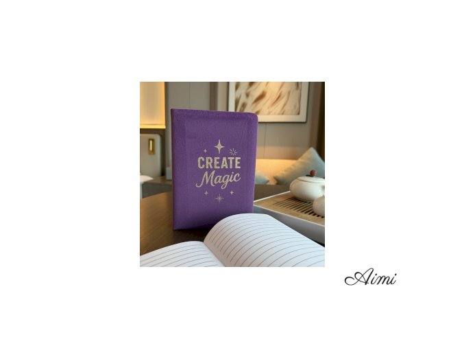 Zamatový Zápisník - 80 strán - Create Magic - Fialový (Varianta 80 strán - Create Magic)