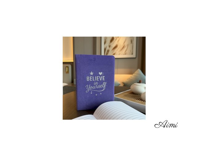 Zamatový Zápisník - 80 strán - Believe in Yourself - Levanduľový (Varianta 80 strán - Believe in Yourself)