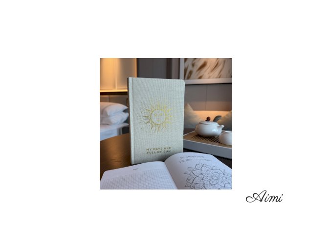 Slonovinový Zápisník Vďačnosti - 120 strán - Moje dni sú plné slnka so Zlatým Okrajom (Varianta 120 strán - Moje dni sú plné slnka so Zlatým Okrajom)