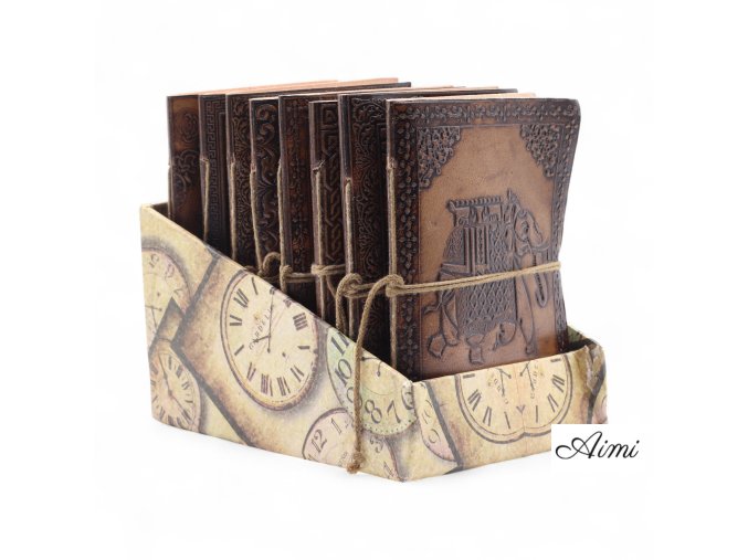 Sada Ezoterických Kožených Zápisníkov (6x4,5") so Stojanom (Varianta Sada Ezoterických Kožených Zápisníkov (6x4,5") so Stojanom)