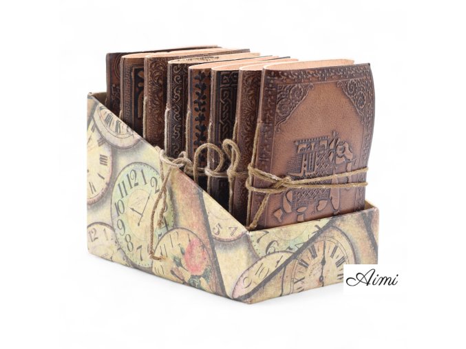 Sada Stredných Ezoterických Kožených Zápisníkov (5x3,5") so Stojanom (Varianta Sada Stredných Ezoterických Kožených Zápisníkov (5x3,5") so Stojanom)