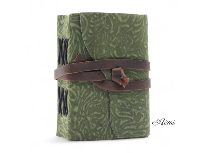 Kožené Zápisníky s Hrubým Okrajom (5x3,5") - Vzor Zeleného Bludiska