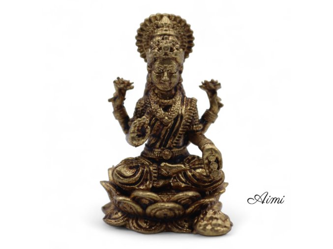 Miniatúrna Mosadzná Soška Bohyne Laxmi (11 g) – 30 mm (Varianta Miniatúrna Mosadzná Soška Bohyne Laxmi (11 g) – 30 mm)