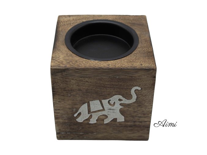 Štvorcová Aroma Lampa z Mangového Dreva - Slon