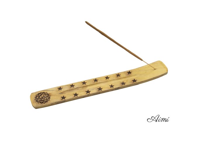 Stojan na Vonné Tyčinky z Prírodného Mangového Dreva - Rôzne Ezoterické Vzory