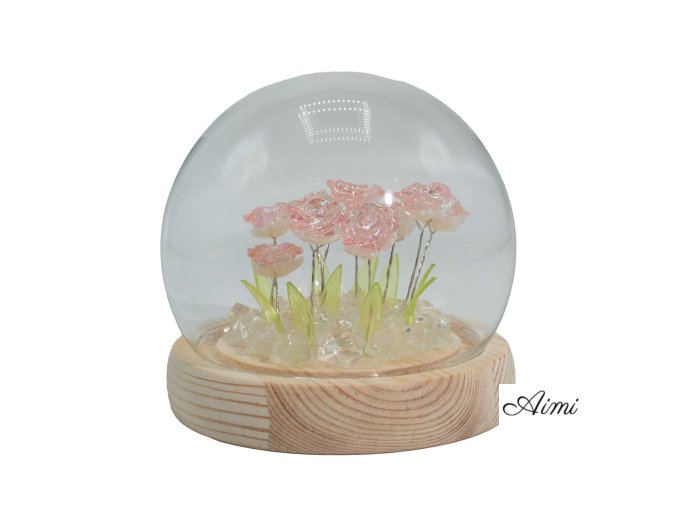 Kvetinová Žiariaca Záhradná Kupola - 10 Ružových Ruží - LED USB (Varianta 10 Ružových Ruží - LED USB)