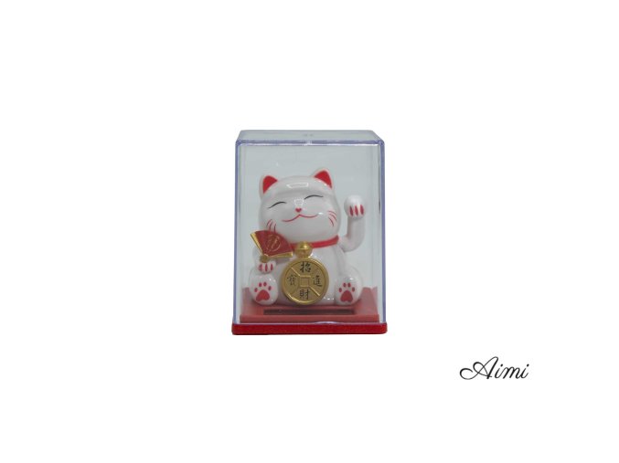 Mini Solárna Mávajúca Mačka v Krabičke - Biela