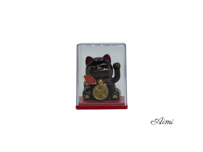 Mini Solárna Mávajúca Mačka v Krabičke - Čierna