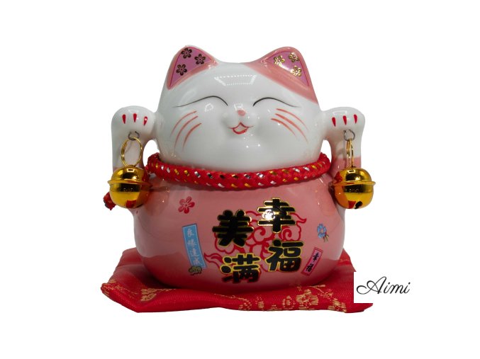 Keramická Mačacia Pokladnička na Vankúšiku - Ružová