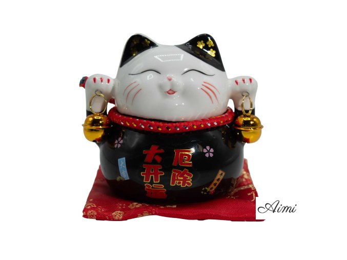 Keramická Mačacia Pokladnička na Vankúšiku - Čierna