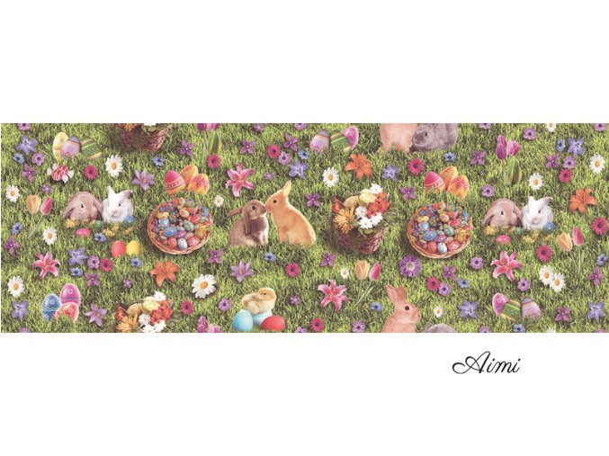velkonocny obrus-ZAJAČIKY NA LÚKE