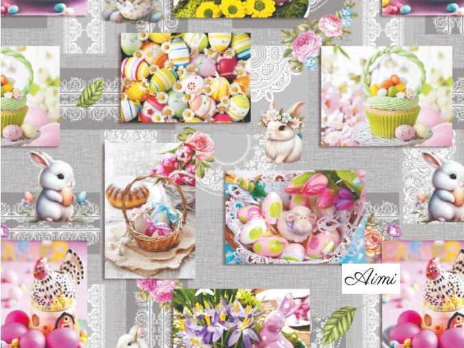 VELKOMNOCNY OBRUS VEĽKÁ NOC NA SIVOM