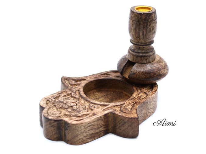 Stojan na Vonné Kužele "Tečúci Dym" - Mangové Drevo - Malý - Hamsa (Varianta Mangové Drevo - Malý)