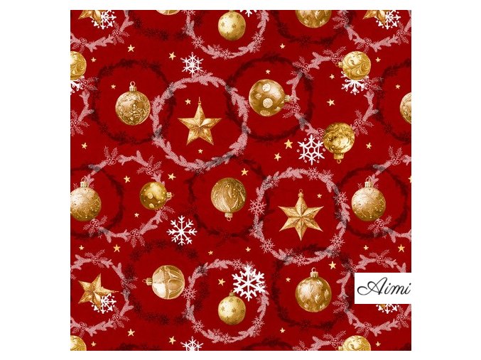 PVC obrus v šírke 140cm ČAROVNÉ VIANOCE červené - celá rolka 20 metrov